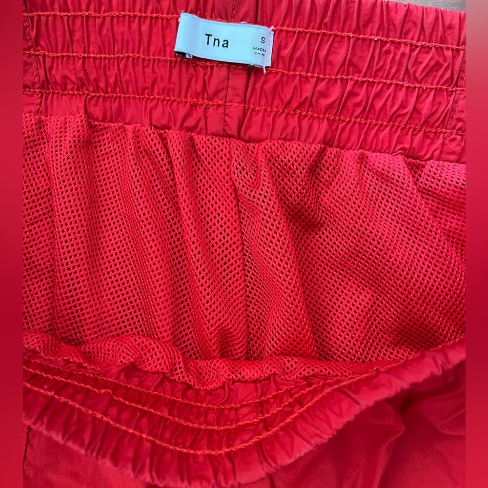 TNA Red Nylon Swim Shorts with Side Zip Pockets - Picture 3 of 5